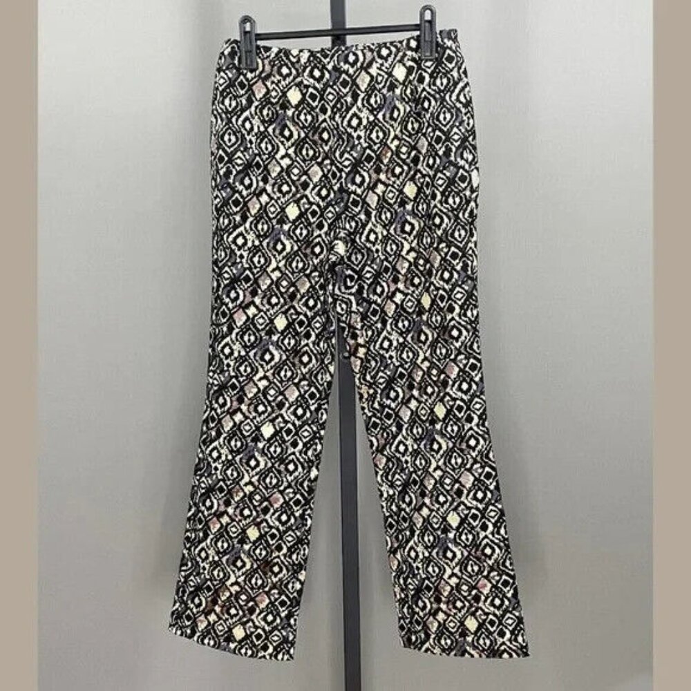 NEW Free People Pants Womens 0 black pink tan flare crop boho geo